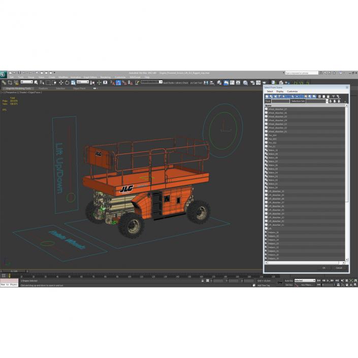 3D Engine Powered Scissor Lift JLG Rigged model