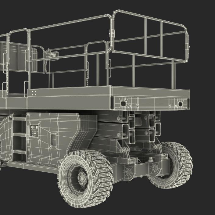 Engine Powered Scissor Lift Generic Rigged 3D