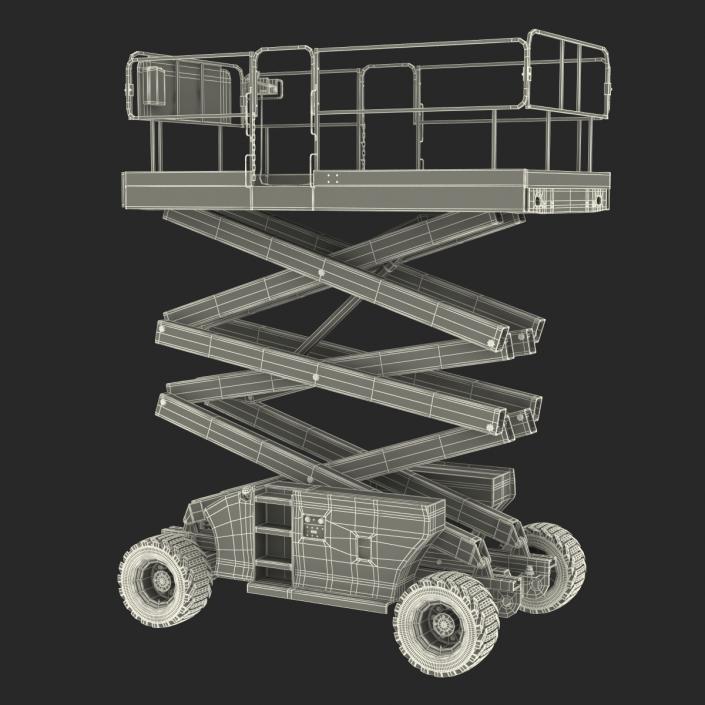 Engine Powered Scissor Lift Generic Rigged 3D