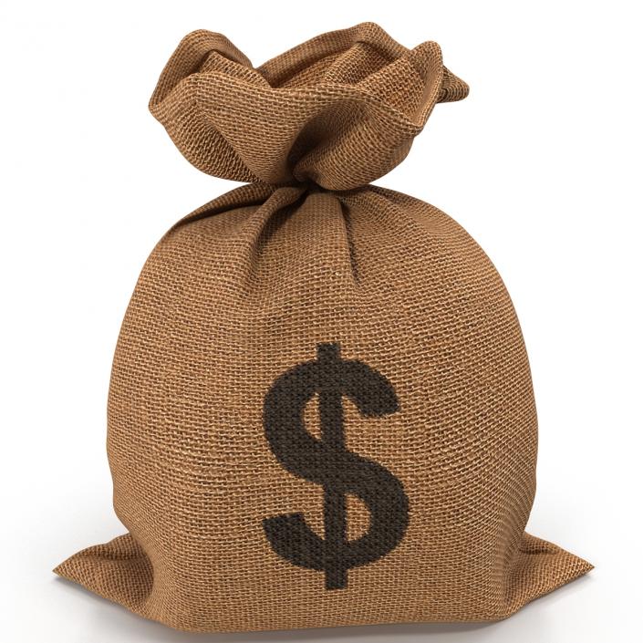 3D Money Bag 2 Dollar model