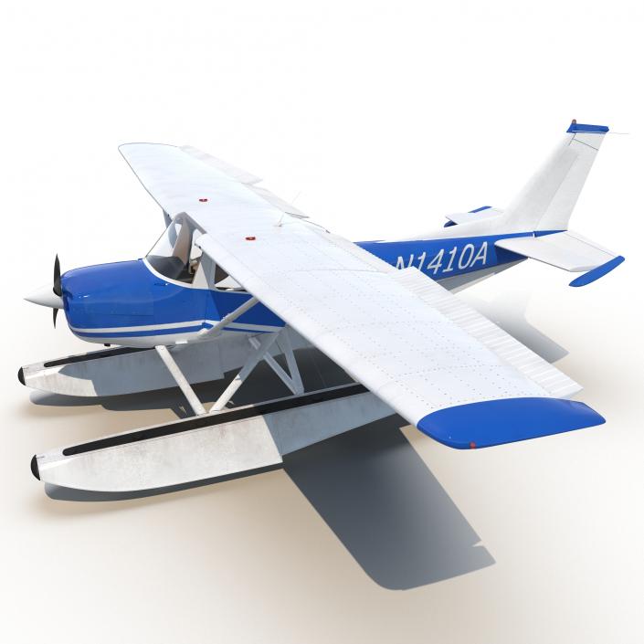 3D Cessna 150 Seaplane Rigged