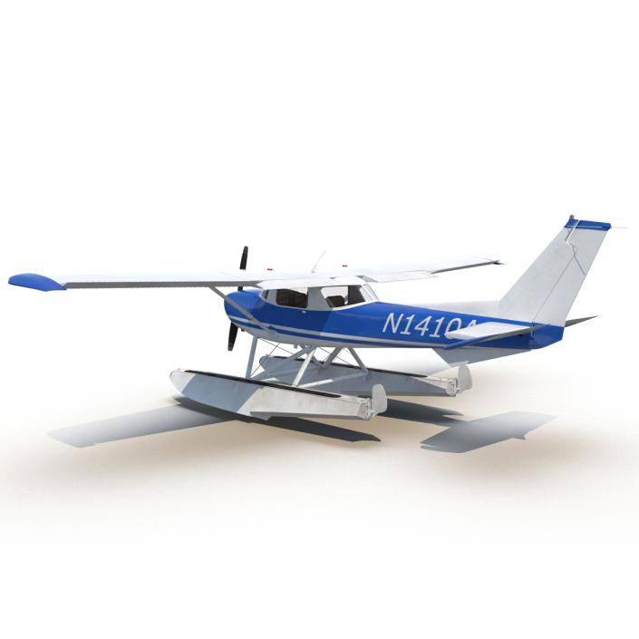 3D Cessna 150 Seaplane Rigged