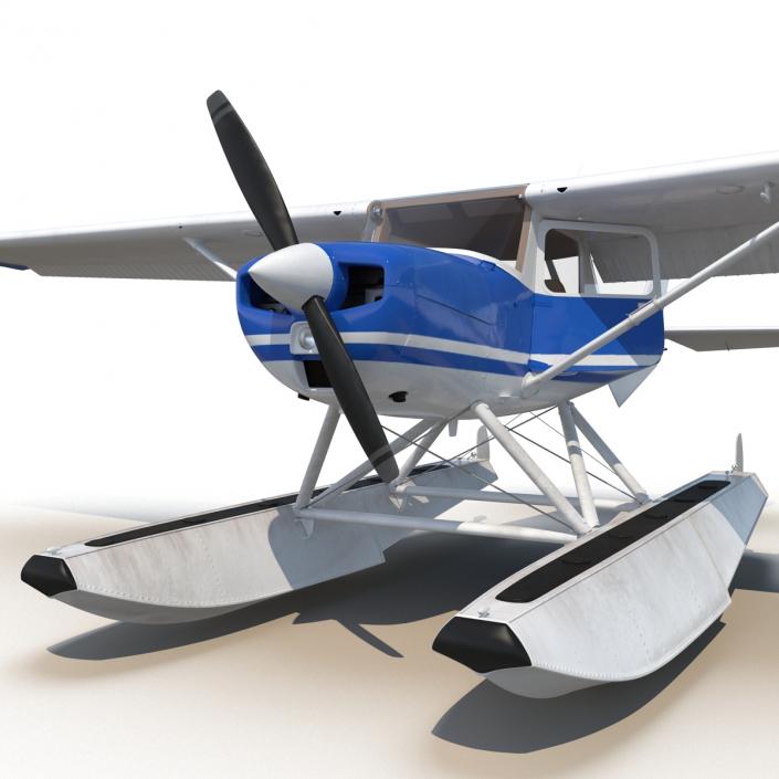 3D Cessna 150 Seaplane Rigged