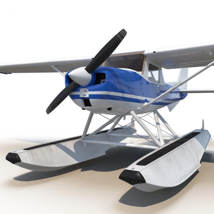 3D Cessna 150 Seaplane Rigged