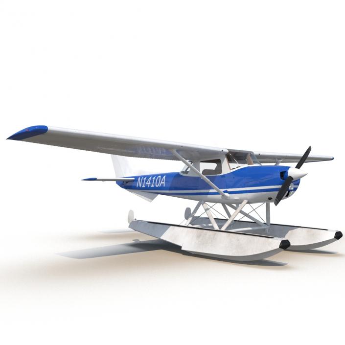 3D Cessna 150 Seaplane Rigged