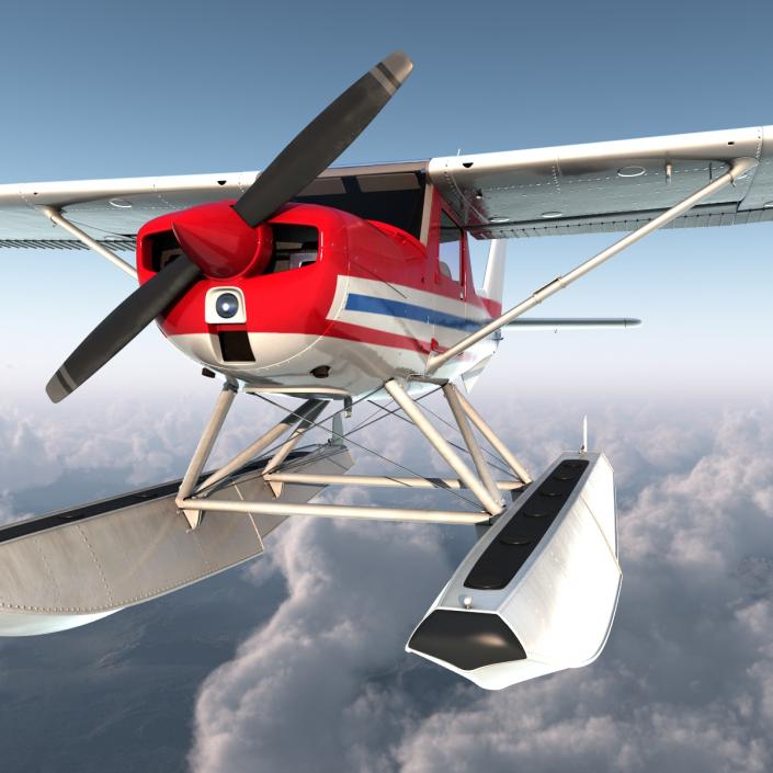 3D Cessna 150 Seaplane Rigged 2 model