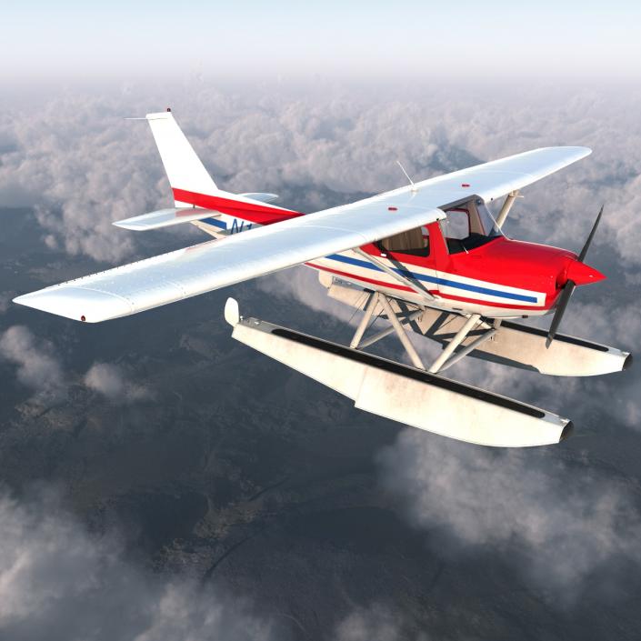 3D Cessna 150 Seaplane Rigged 2 model