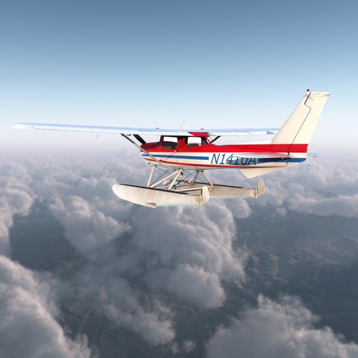 3D Cessna 150 Seaplane Rigged 2 model