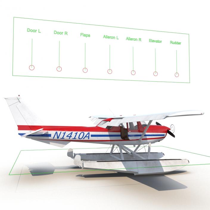 3D Cessna 150 Seaplane Rigged 2 model