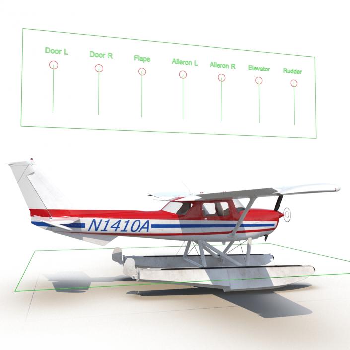 3D Cessna 150 Seaplane Rigged 2 model