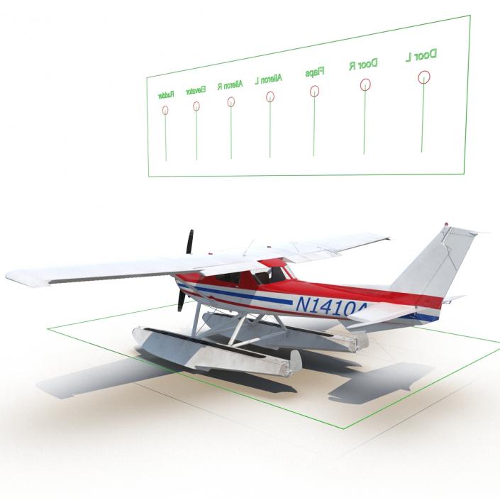 3D Cessna 150 Seaplane Rigged 2 model