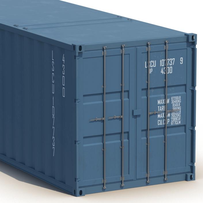 3D model 48 ft Shipping ISO Container Blue 2