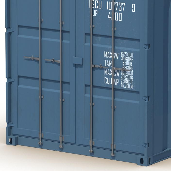 3D model 48 ft Shipping ISO Container Blue 2