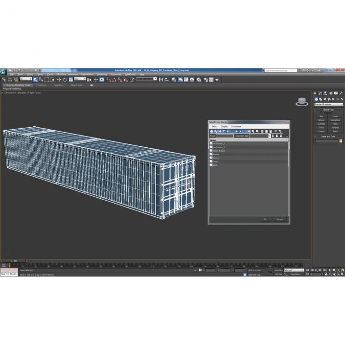 3D model 48 ft Shipping ISO Container Blue 2