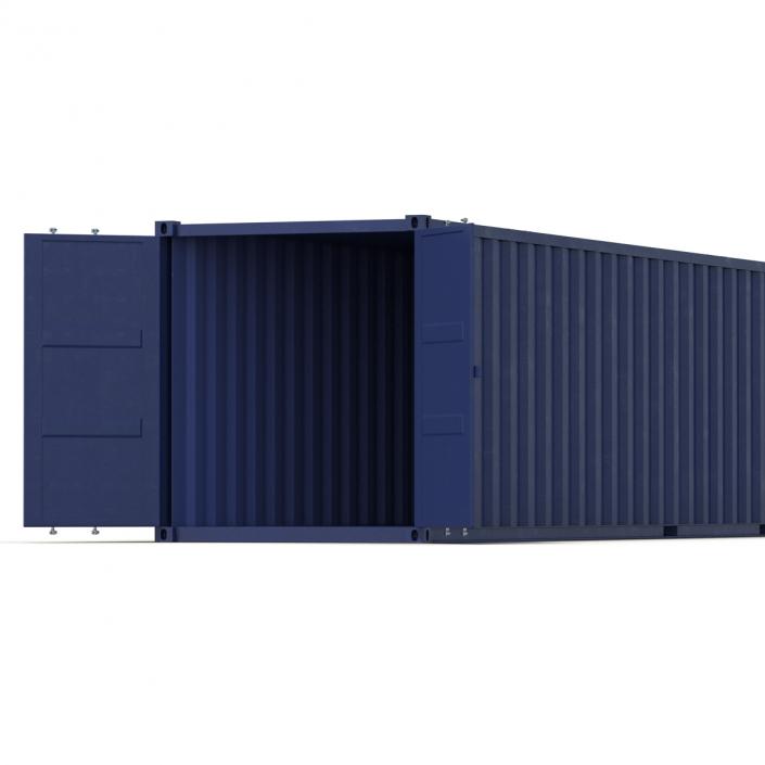 3D 48 ft Shipping ISO Container Blue model