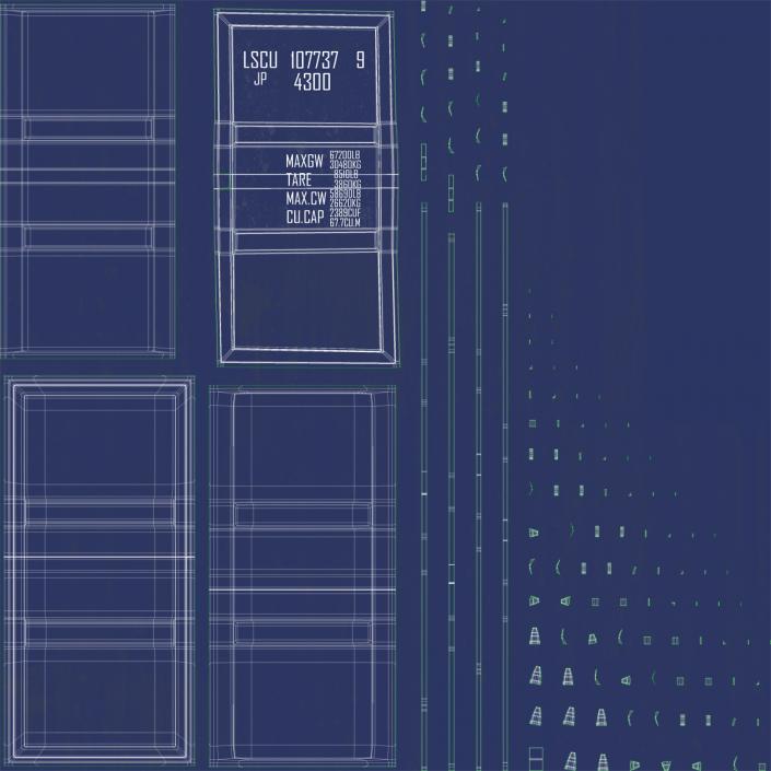 3D 48 ft Shipping ISO Container Blue model