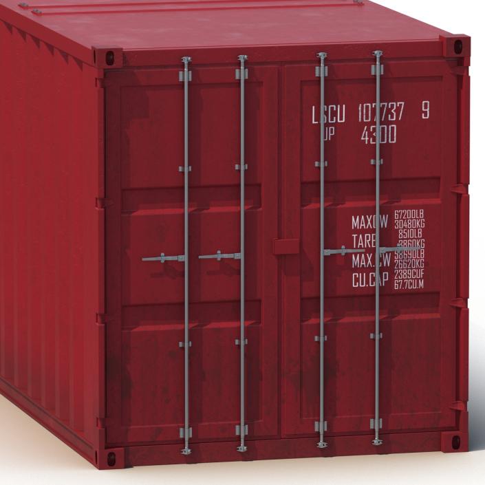 48 ft Shipping ISO Container Red 3D