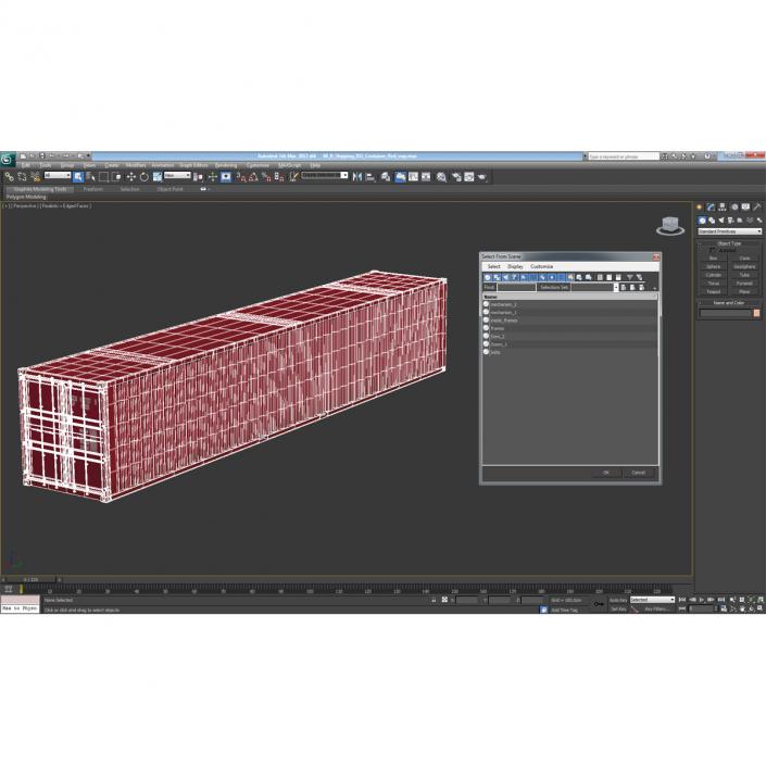 48 ft Shipping ISO Container Red 3D