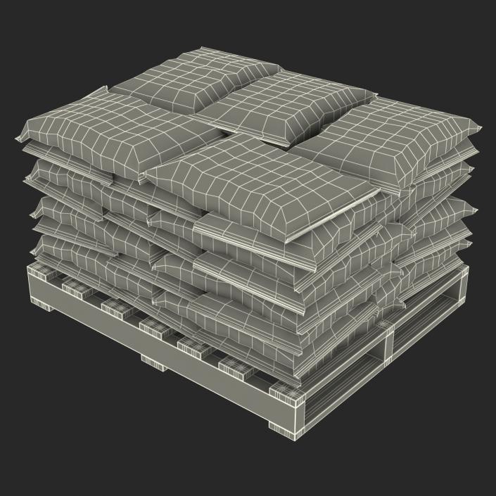 3D Pallet of Cement Bags 2 model