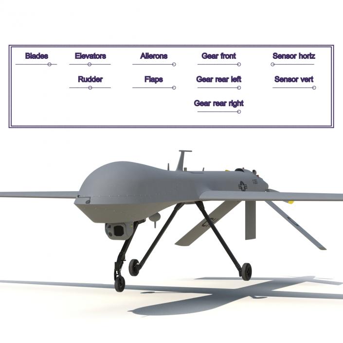 3D General Atomics MQ-1 Predator Rigged