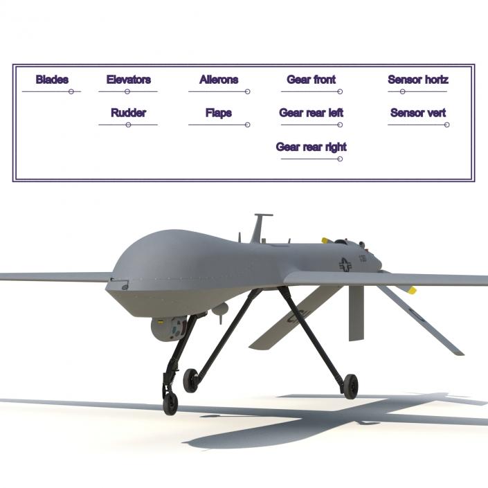 3D General Atomics MQ-1 Predator Rigged