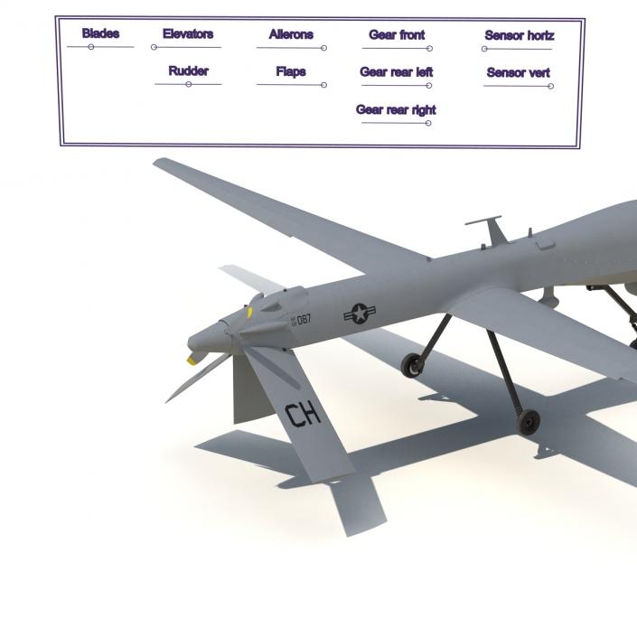 3D General Atomics MQ-1 Predator Rigged