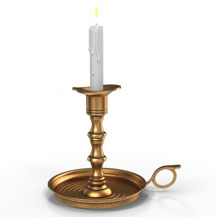 3D Antique Brass Candle Holder Set