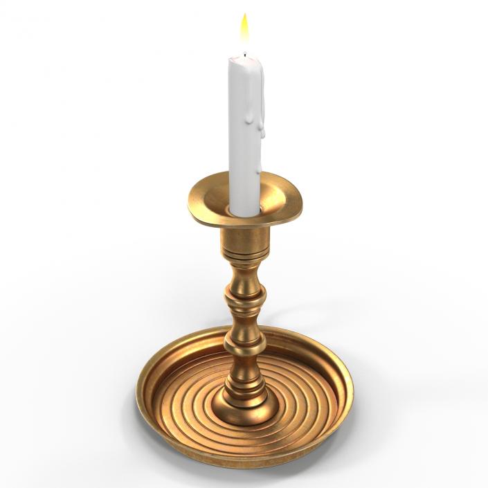 3D Antique Brass Candle Holder Set