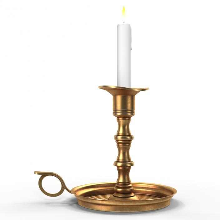 3D Antique Brass Candle Holder Set