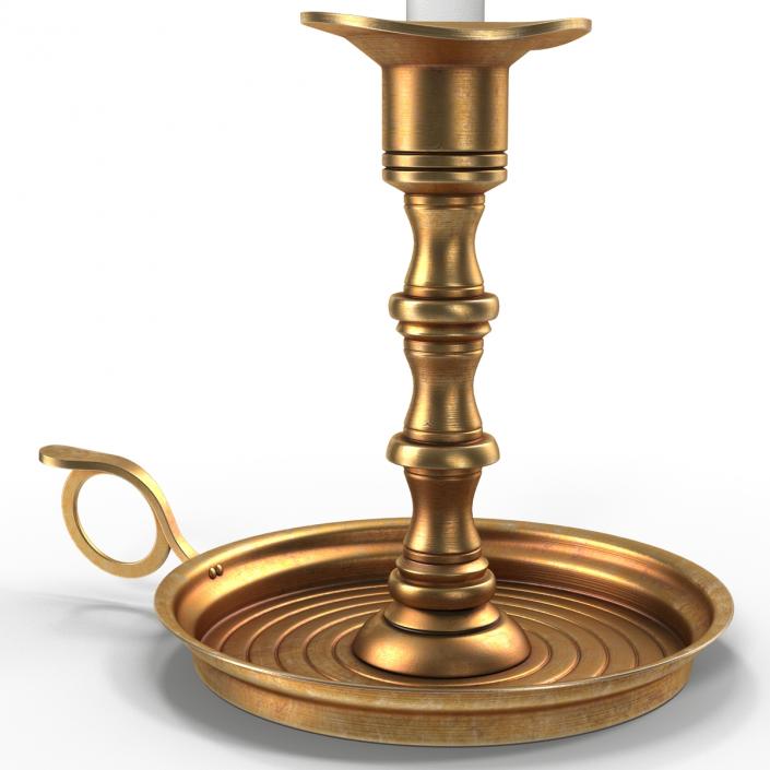 3D Antique Brass Candle Holder Set