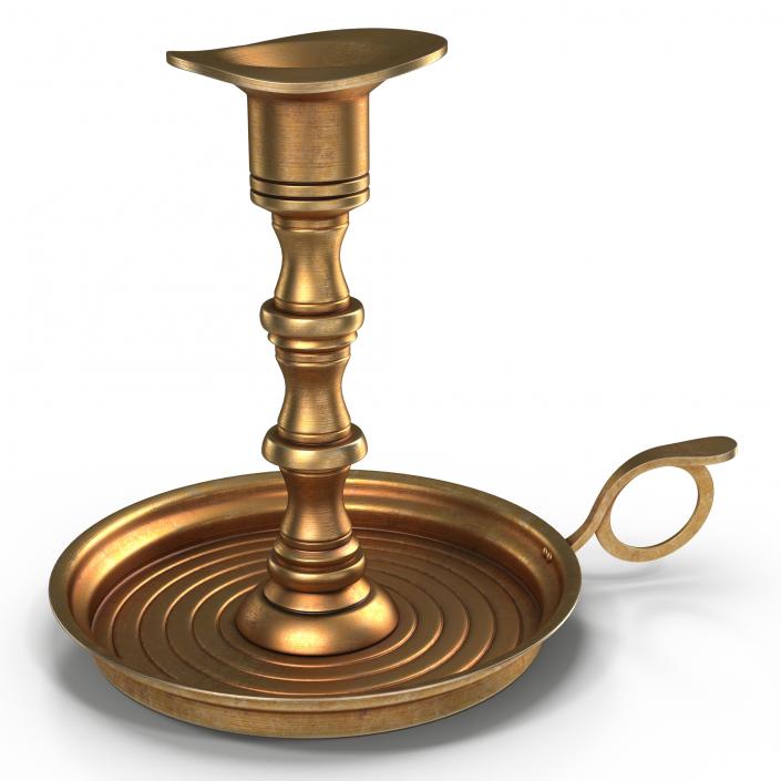 Antique Brass Candle Holder 3D