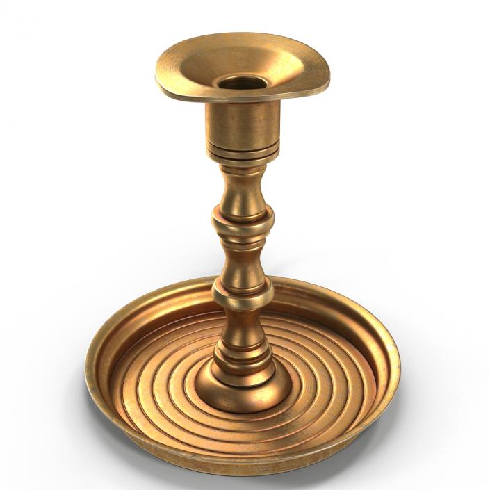 Antique Brass Candle Holder 3D