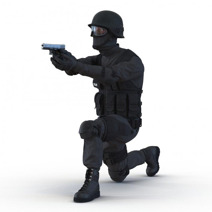 SWAT Man Afro American Rigged 3D model