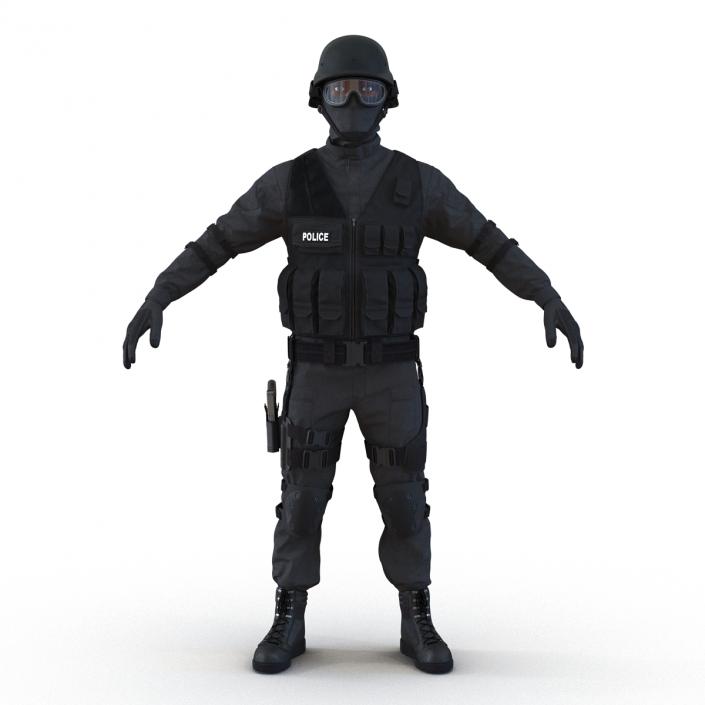 SWAT Man Afro American Rigged 3D model