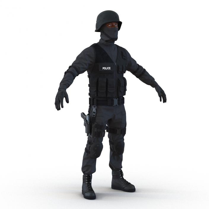 SWAT Man Afro American Rigged 3D model