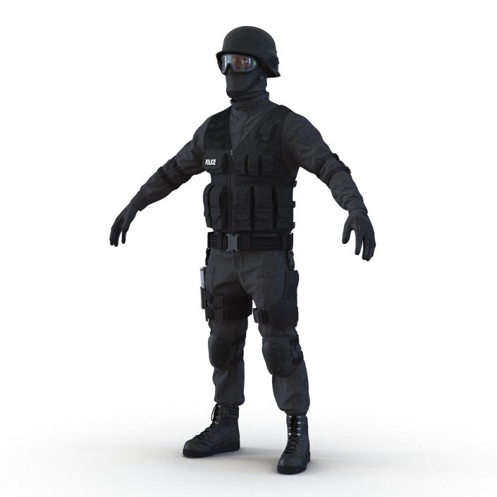 SWAT Man Afro American Rigged 3D model