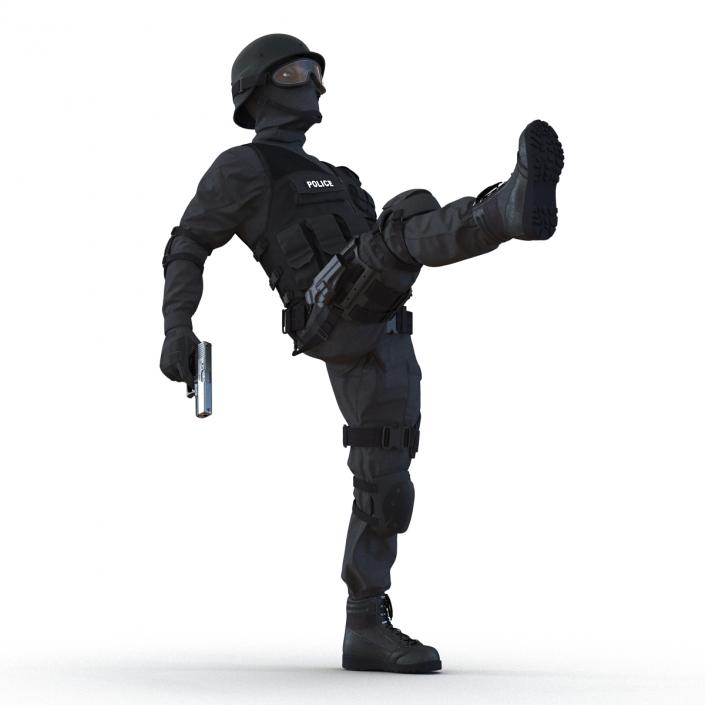 SWAT Man Afro American Rigged 3D model