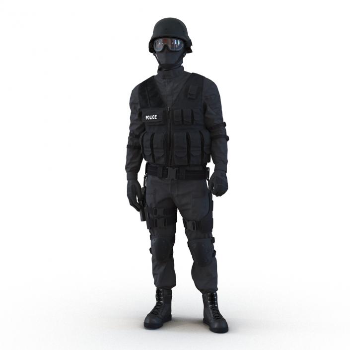 SWAT Man Afro American Rigged 3D model