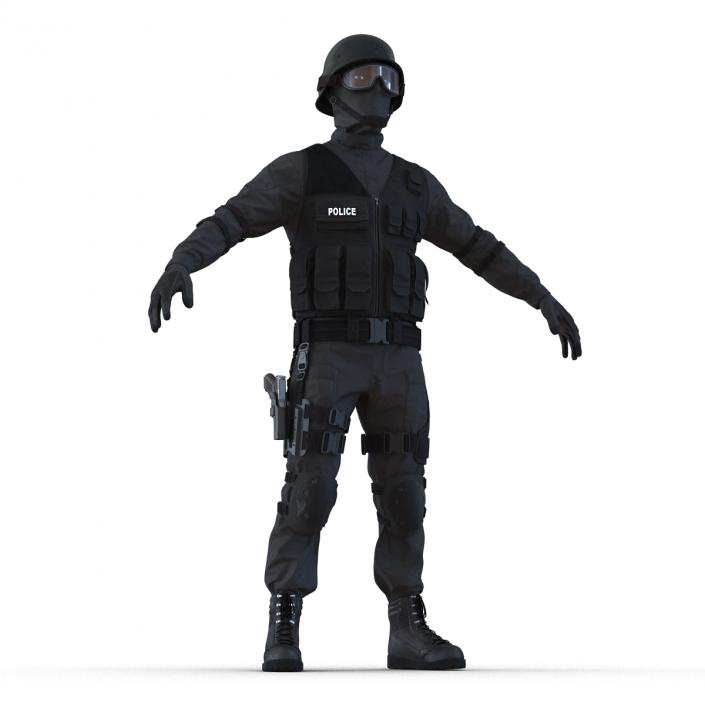 SWAT Man Afro American Rigged 3D model