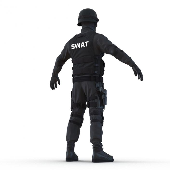 SWAT Man Afro American Rigged 3D model