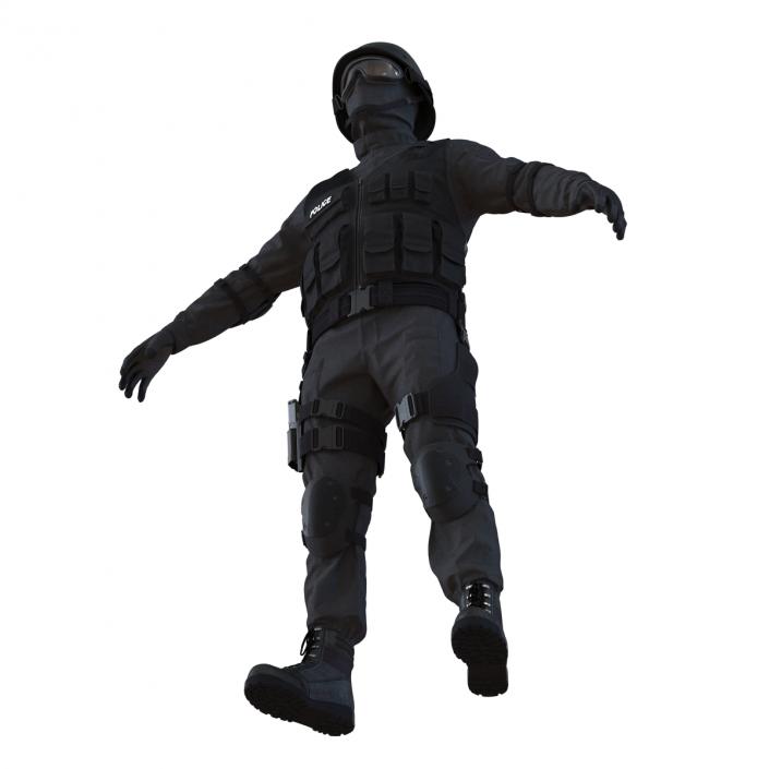 SWAT Man Afro American Rigged 3D model