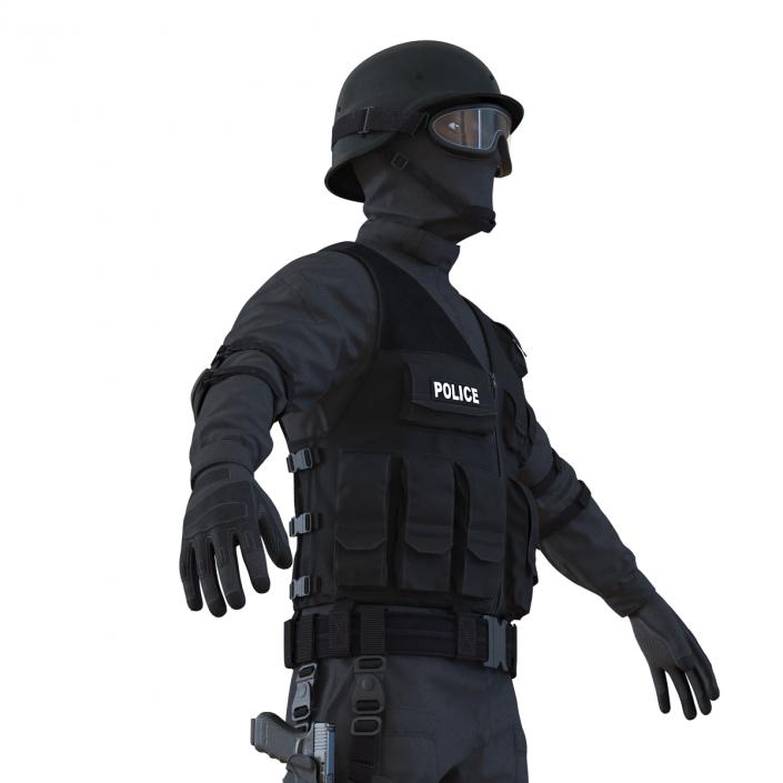 SWAT Man Afro American Rigged 3D model