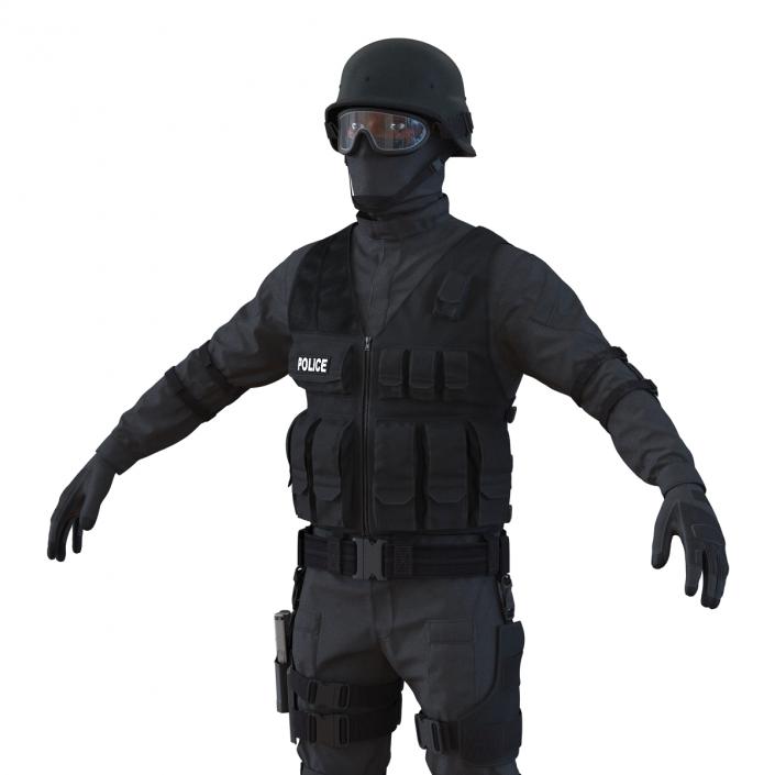 SWAT Man Afro American Rigged 3D model