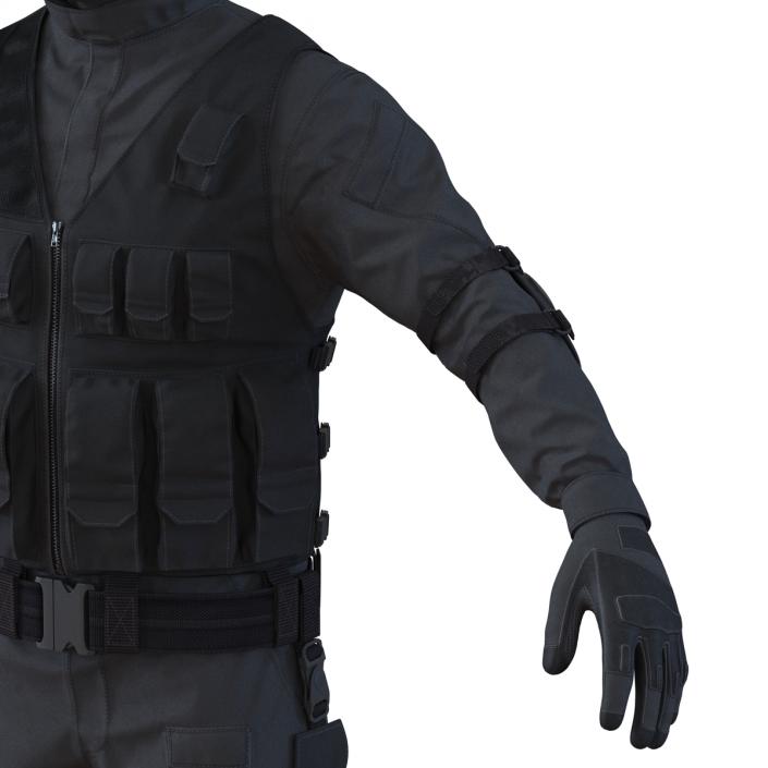 SWAT Man Afro American Rigged 3D model