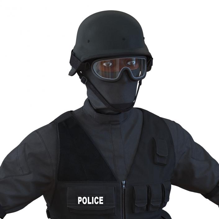 SWAT Man Afro American Rigged 3D model