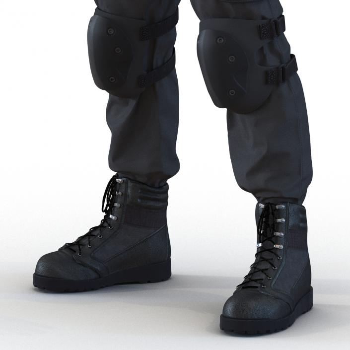 SWAT Man Afro American Rigged 3D model