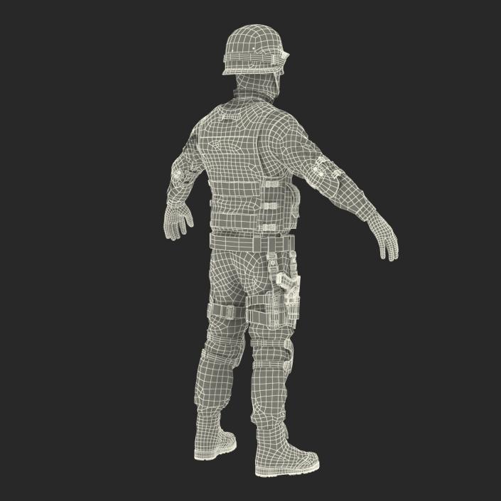 SWAT Man Afro American Rigged 3D model