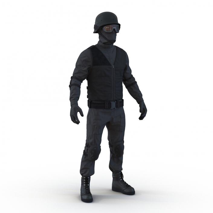 3D SWAT Man Afro American Rigged 2