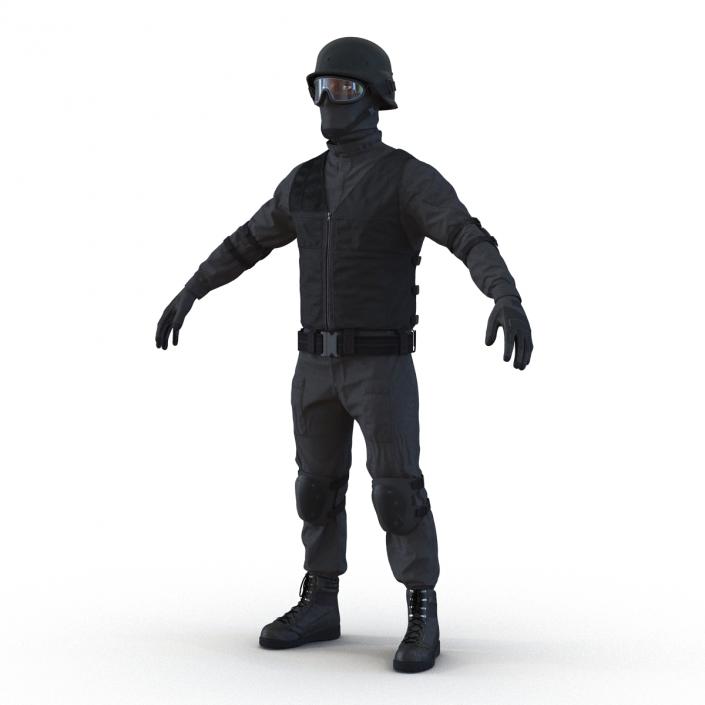 3D SWAT Man Afro American Rigged 2