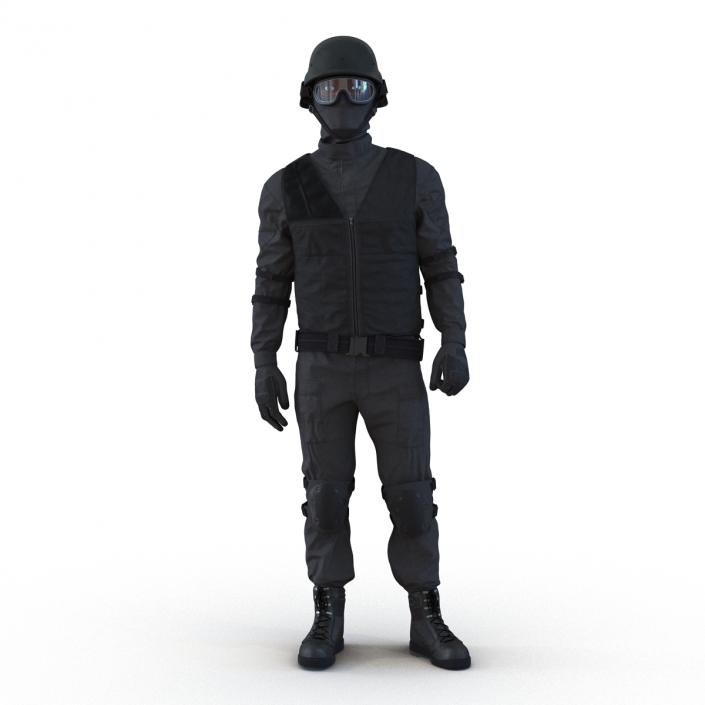 3D SWAT Man Afro American Rigged 2